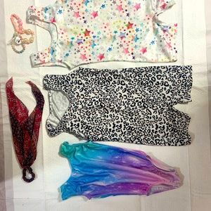 Girls gymnastic outfit with accessories as a gift.